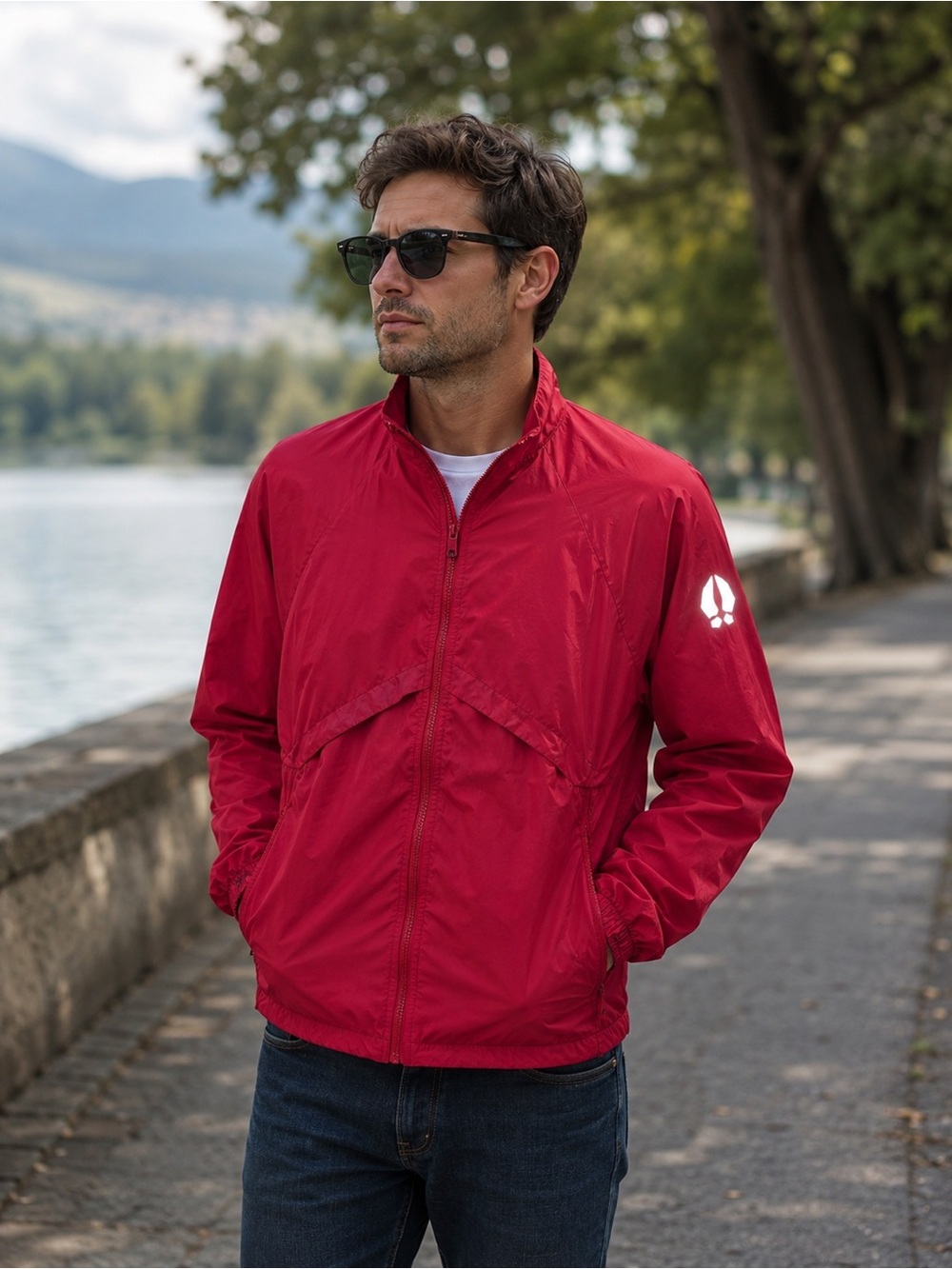 Bearded Goat Packable Red Windbreaker Jacket Men’s M Lightweight Outdoor